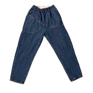 Vintage Blue Straight Leg Elastic High Rise Dark Denim Jegging Pants jeans 28